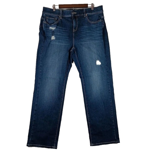 Torrid Jeans Womens 18R Blue Bombshell Straight Premium Stretch Distressed Denim - Picture 1 of 12